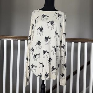 Olivia & Grace French Bulldog Cashmere Blend Sweater XL Dog Graphic Novelty‎ AOP